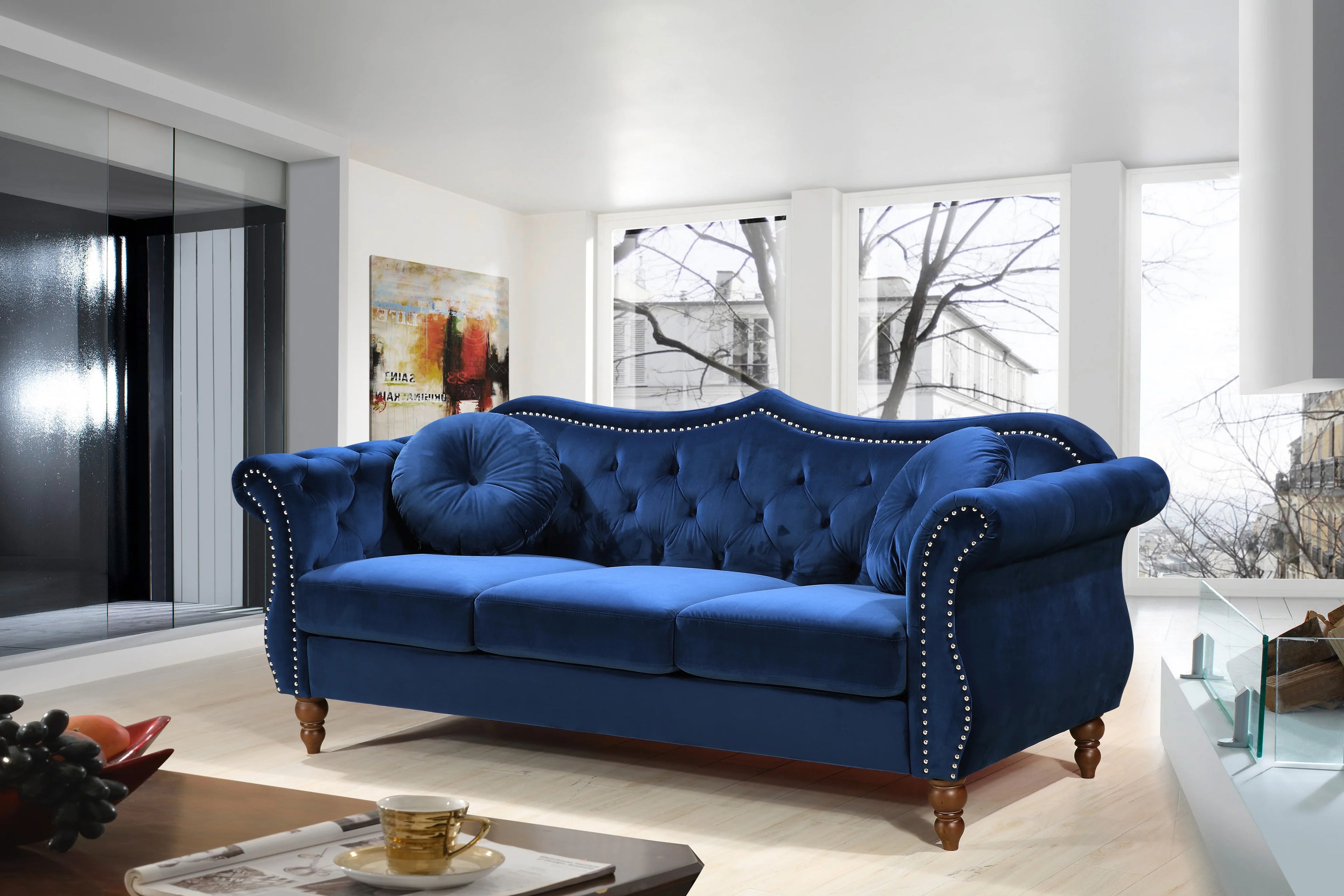 Blue 2 Piece Chesterfield Living Room Set H542