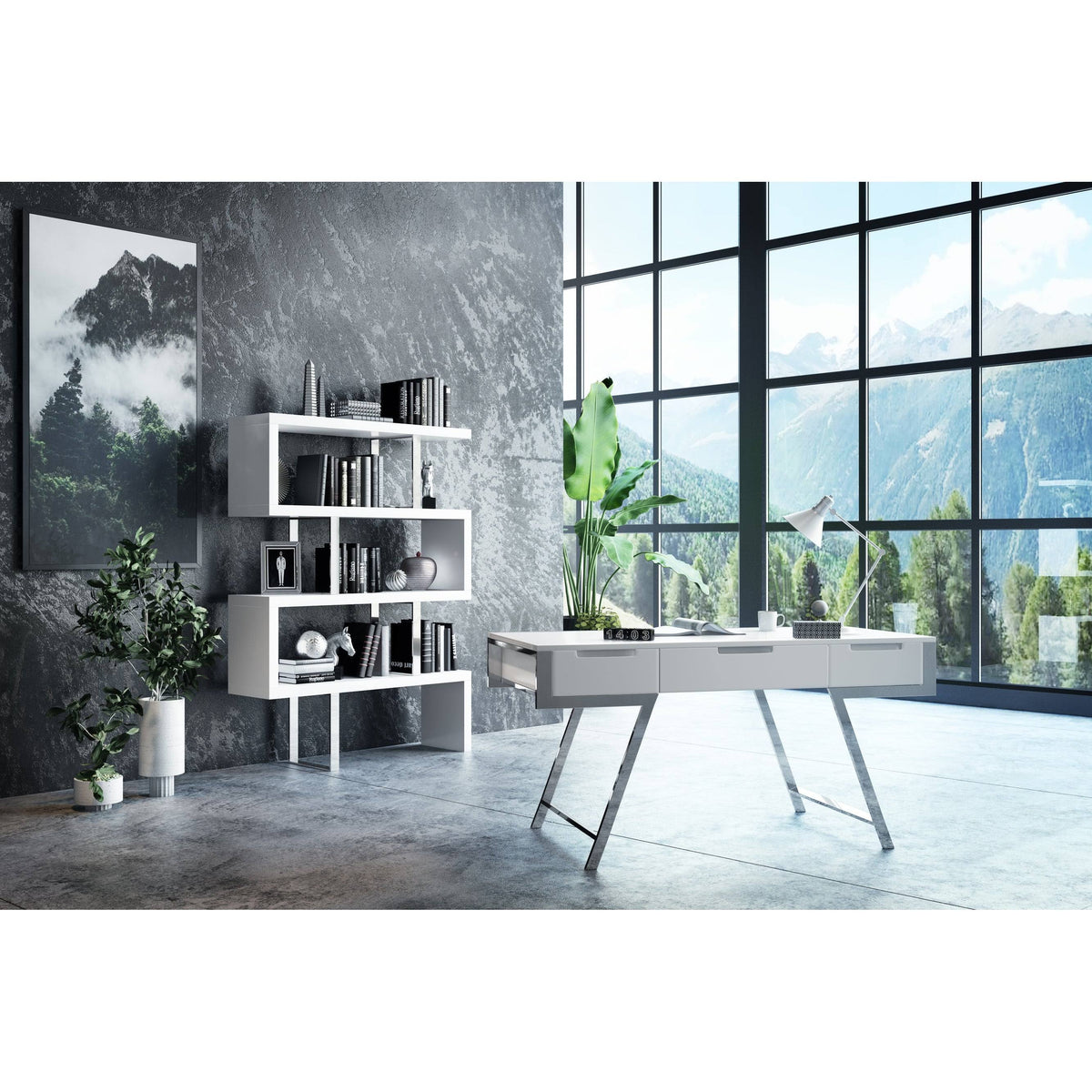 White High Gloss Bookcase Q482296