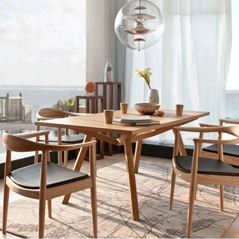 Solid Wood Farmhouse Dining Chair with PU Leather Cushion Seat Y68437