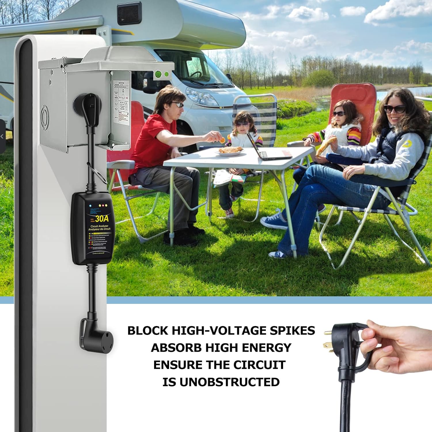 RV Surge Protector 30 Amp with Indicator Light and Grip Handles M419