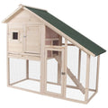 55x22 Wood Double Rabbit Hutch with Ramp and Outdoor Run J7867