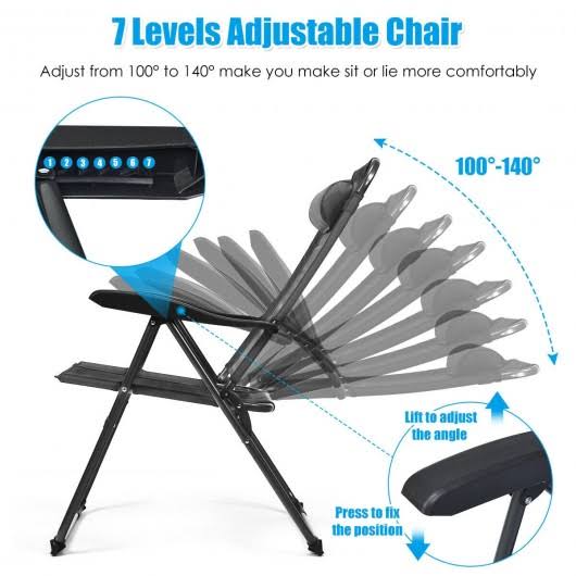 Gray Patio Adjustable Folding Recliner Chairs Z796