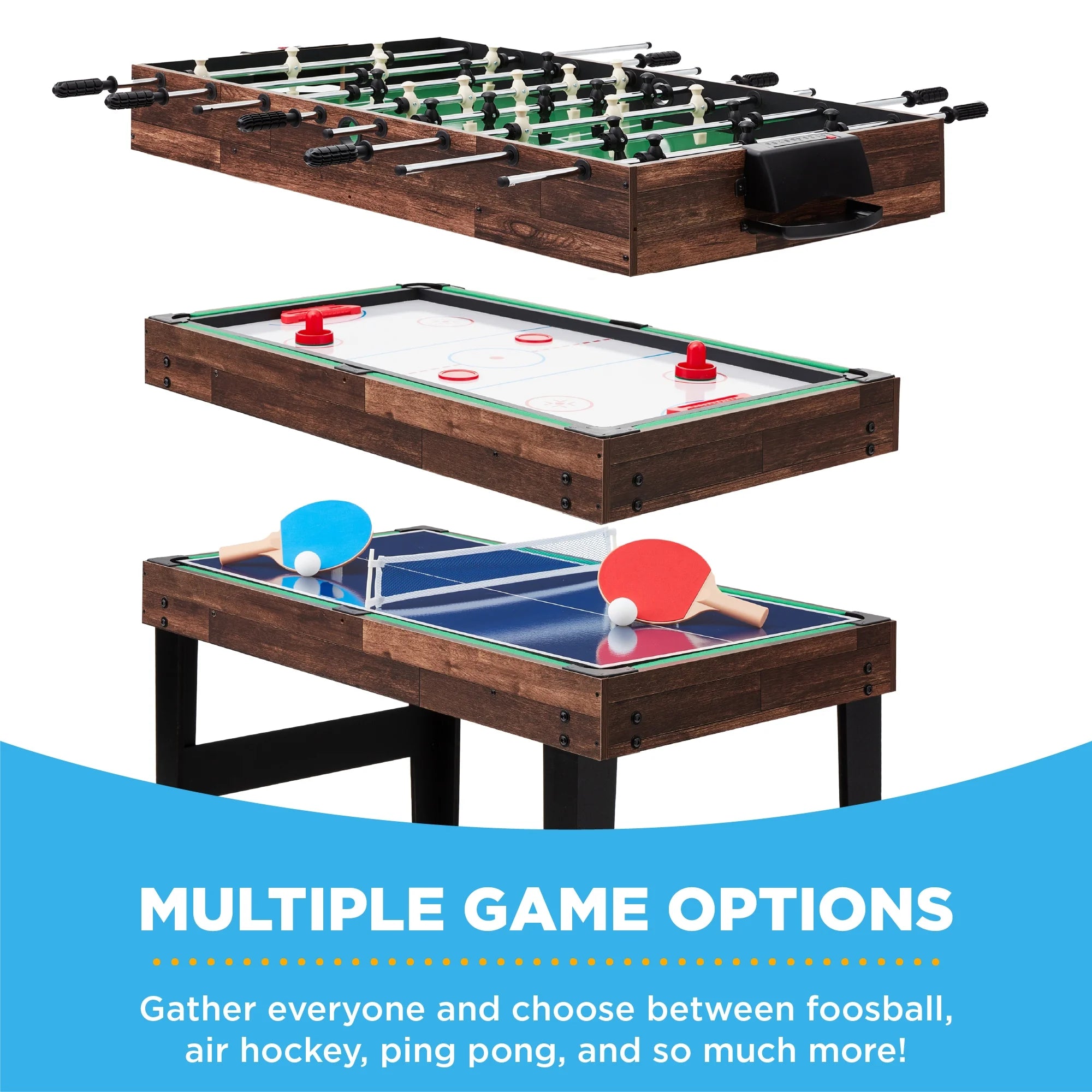 10-in-1 Combo Game Table Set with Hockey, Foosball, Pool, Shuffleboard, Ping Pong P554