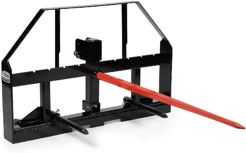 Pallet Fork Frame Attachment with 49 Hay Spear and Stabilizers, Fits Cat I & II Tractors, Rated 4,000 LB B9200