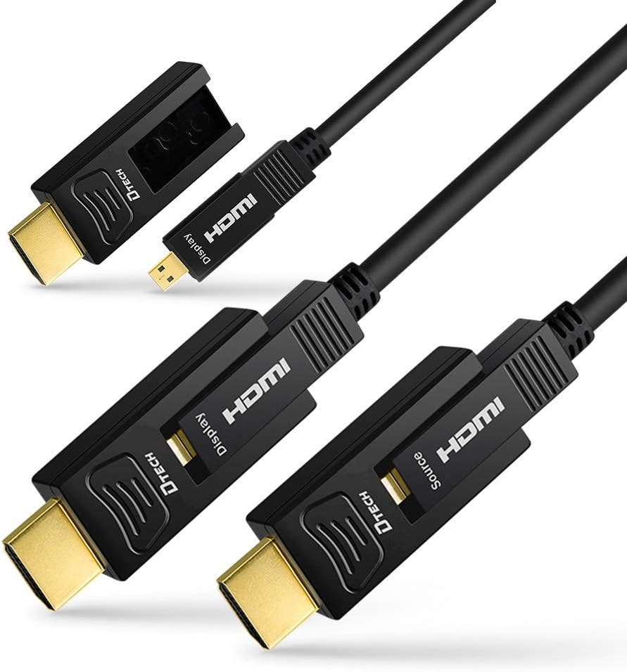 Fiber Optic HDMI Cable 200 Feet 4K 60Hz 18Gbps High Speed with Dual Connectors Micro HDMI and Standard HDMI Connector W379