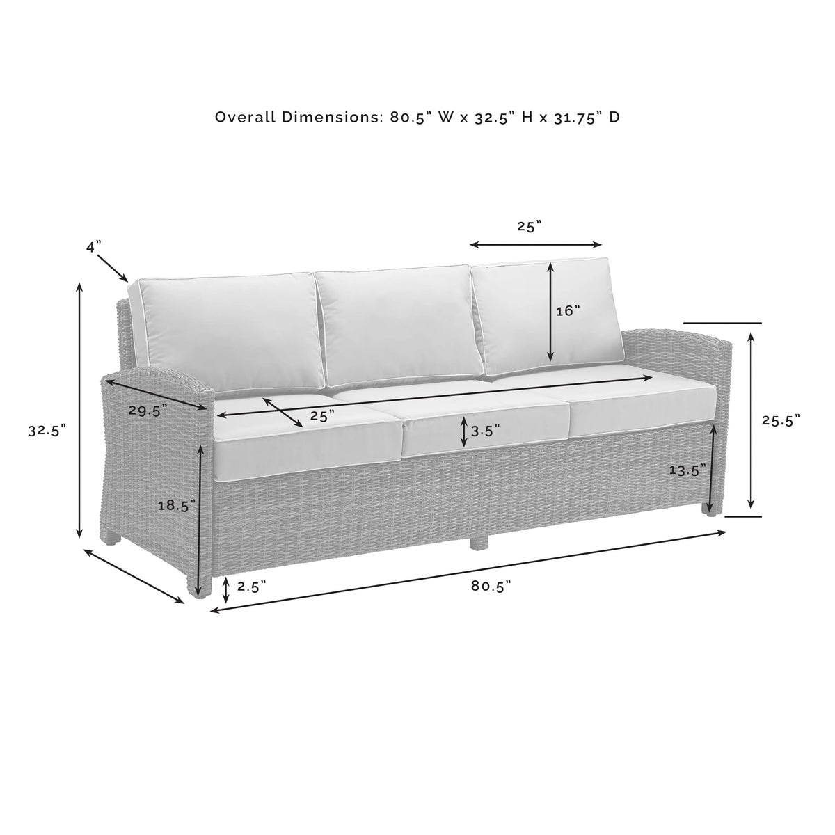 White Wicker Outdoor Sofa P405380