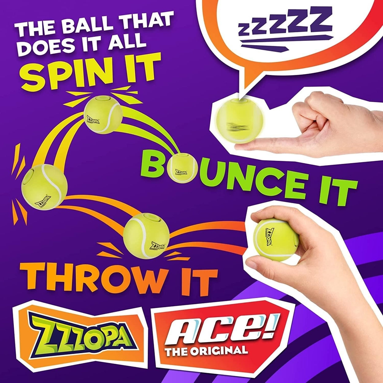 Fidget Stress Ball Mini Tennis Spin Bounce Toy M2744