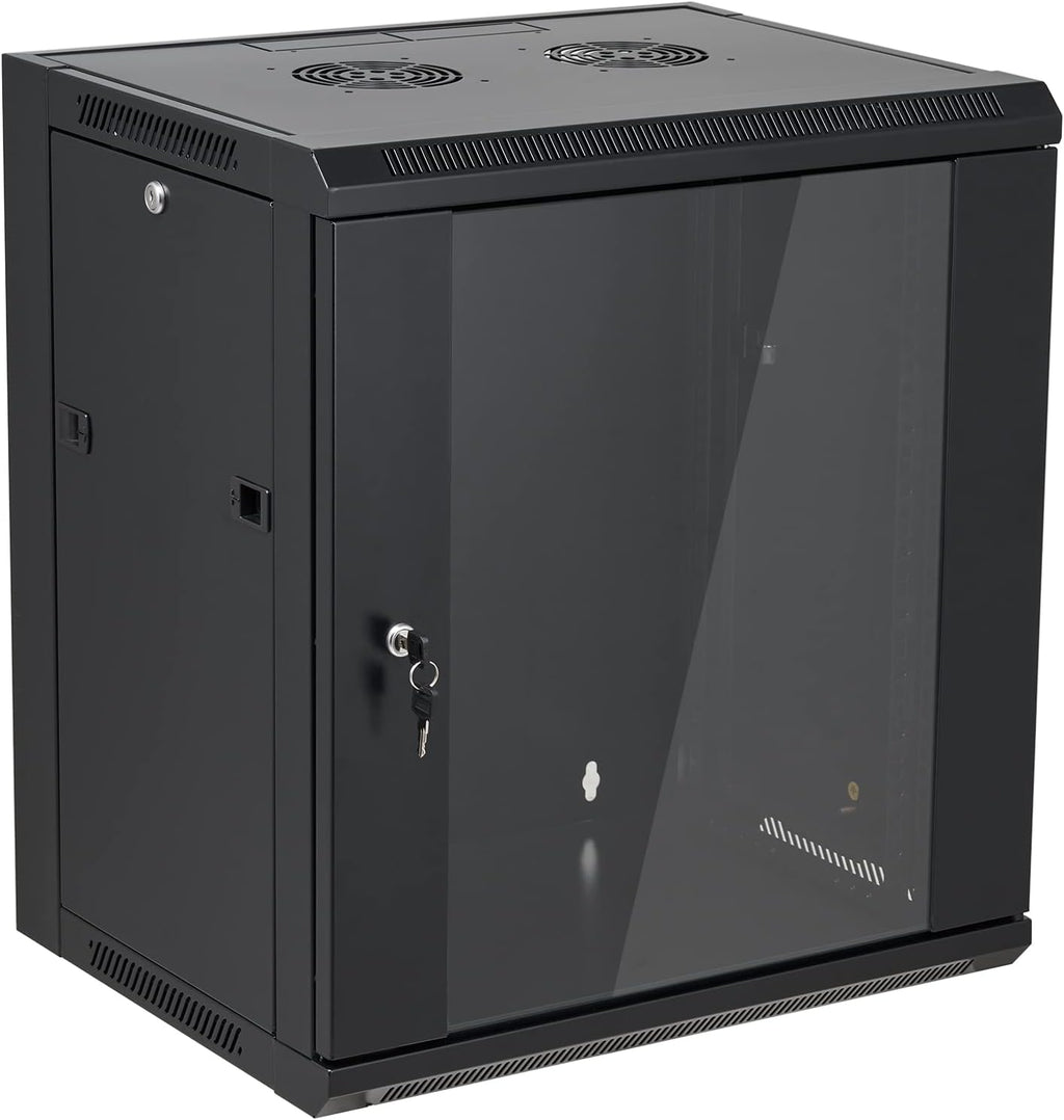 Locking Glass Door Wall Mount Server Cabinet Network Rack Enclosure W833968