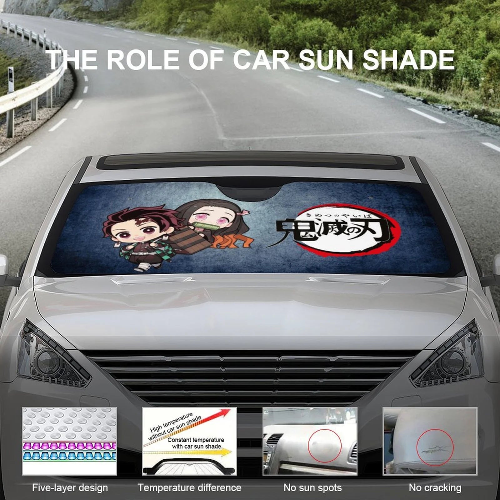 Demon Slayer Tanjiro Nezuko Foldable Reflective Sun Visor J25770