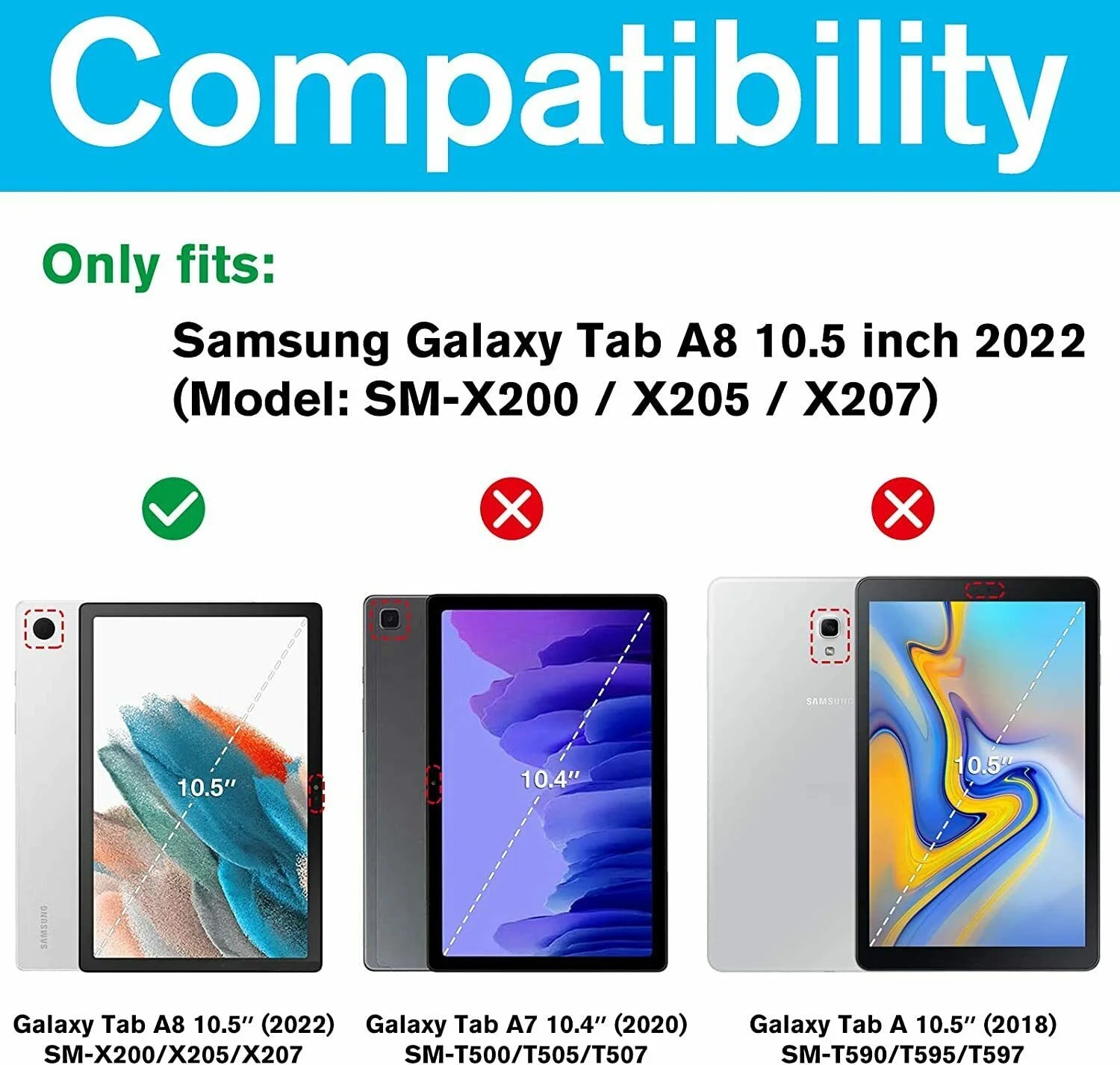 Purple Slim PU Leather Folio Cover Case for Samsung Galaxy Tab A8 10.5” with 2PCS Tempered Glass Screen Protector M65778