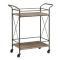 Bronze Finish Metal X-Frame Bar Cart with Walnut Wood Shelf U5692