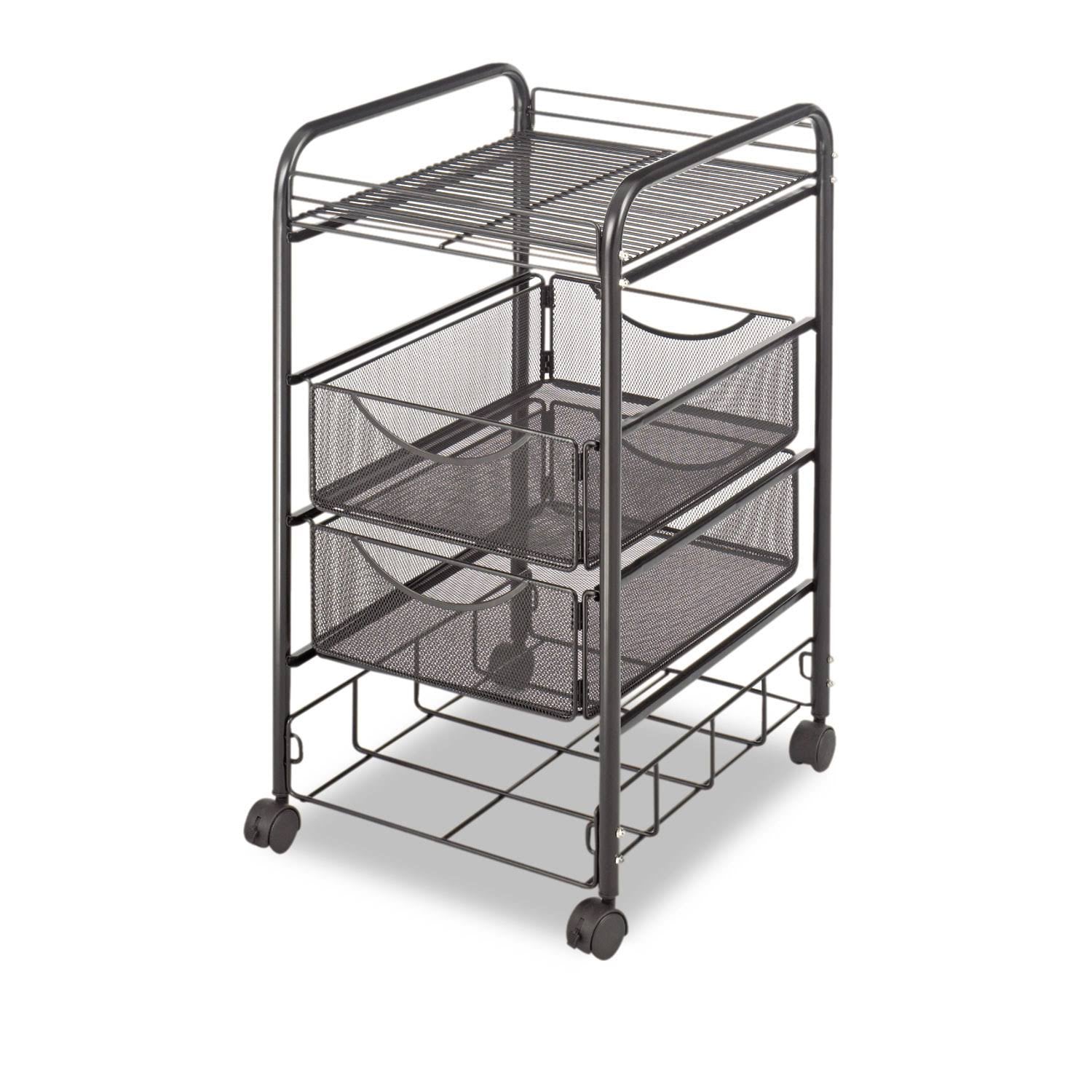Black Double Mesh Mobile File Cart Z9547