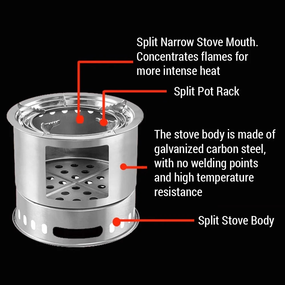 Portable 4 In 1 Wood Camping Stove O687
