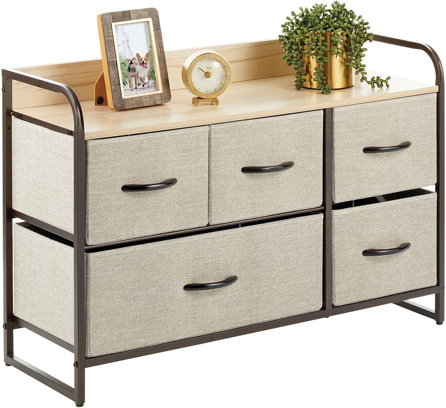 Bronze Linen 5 Drawer Storage Dresser D6302