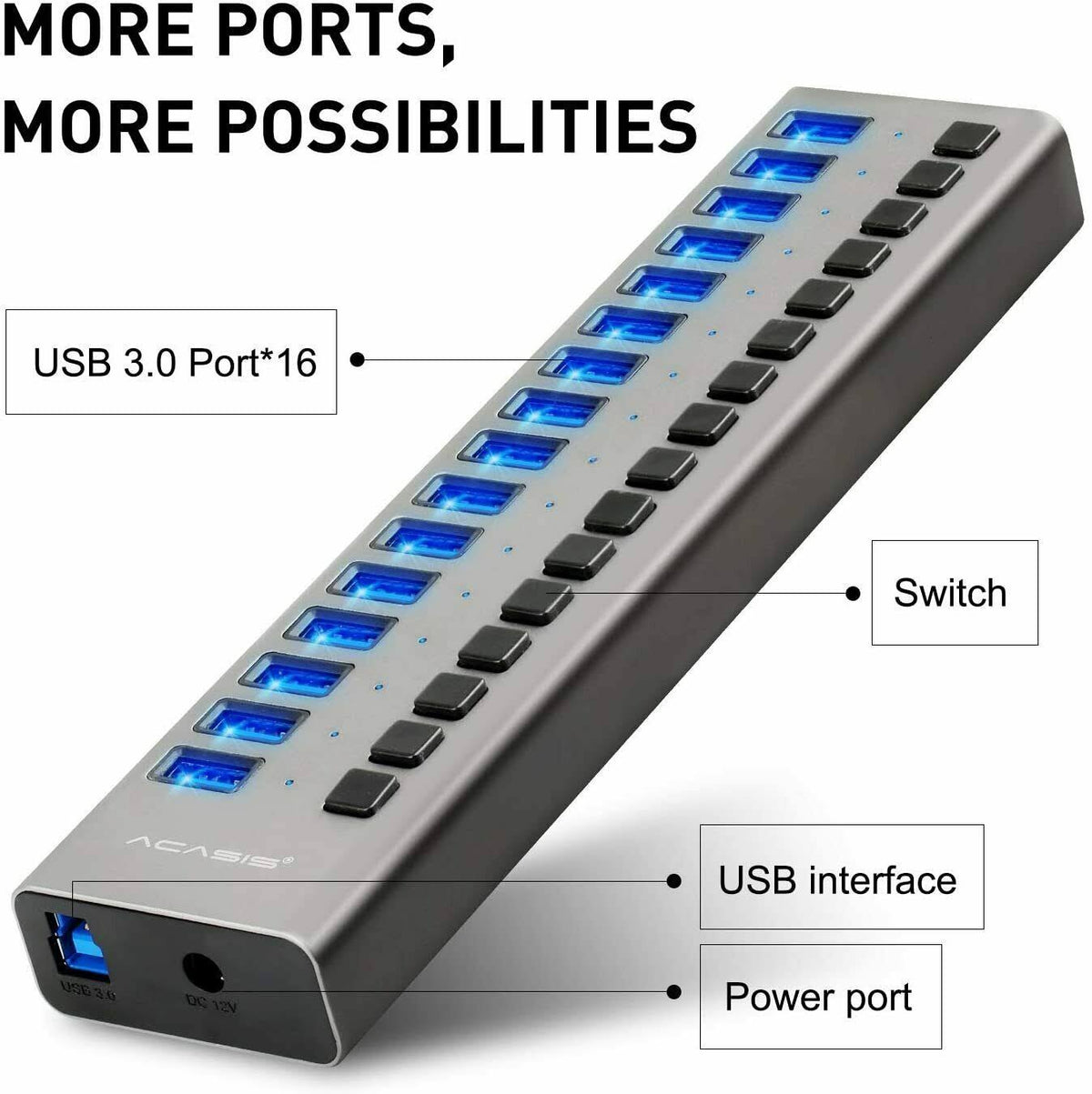 16 Ports 90W USB 3.0 Data Hub E321371