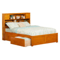 Twin Flat Panel Foot Board with 2 Bed Drawers Antique Walnut M707671
