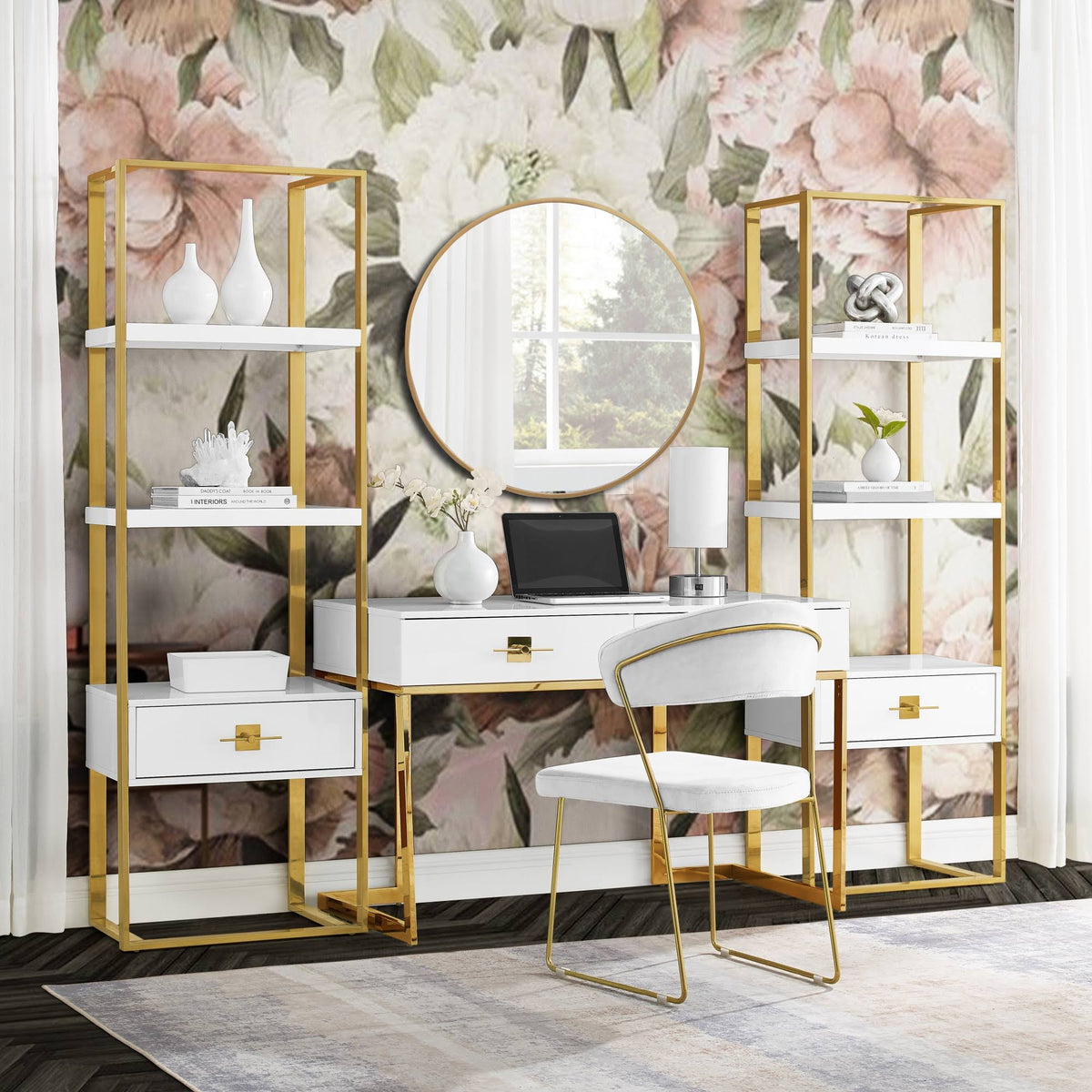 White/Gold Writing Desk H101813