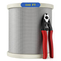 Stainless Steel Wire Rope 7x7 Strands T316 Steel Cable Railing Wire, 500ft, 1/8 I, with Wire Cable Cutter Z10665