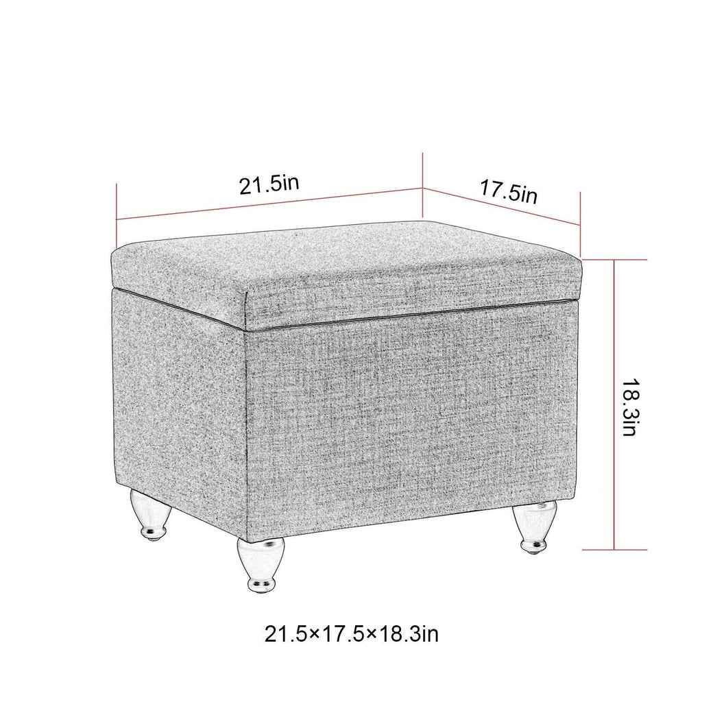 Light Blue Fabric Storage Ottoman O54949