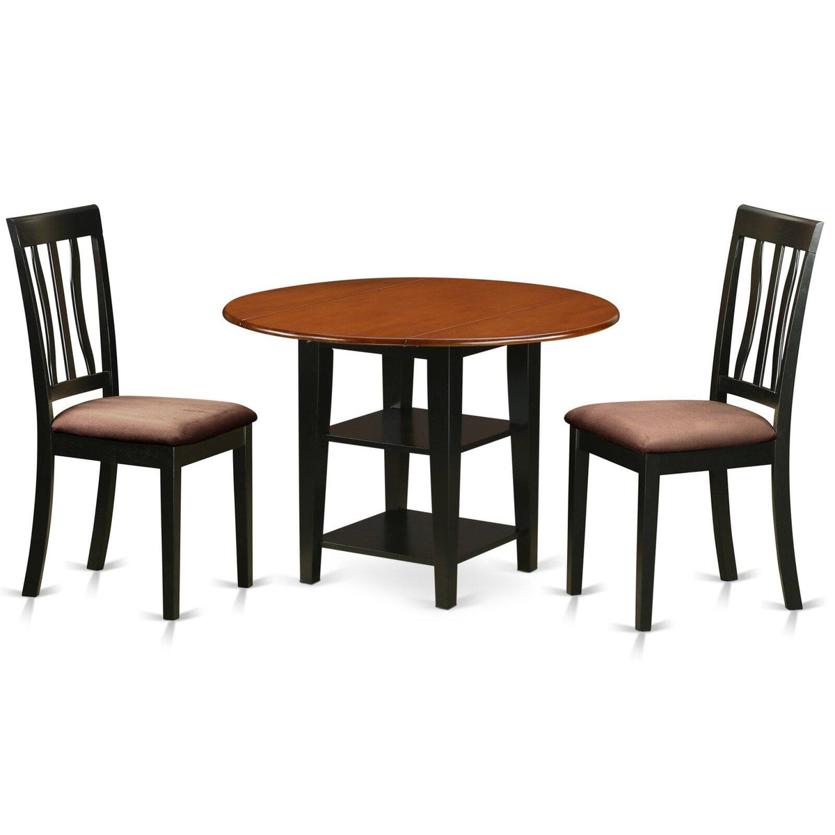 3-piece Dining Set with Wood Seat in Black/Cherry R9380