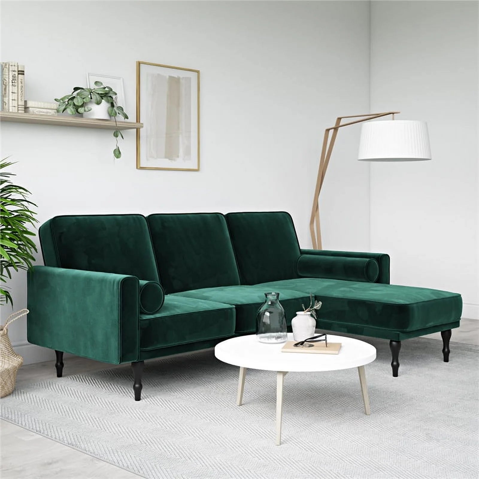 Green Velvet Sectional Futon Y3418