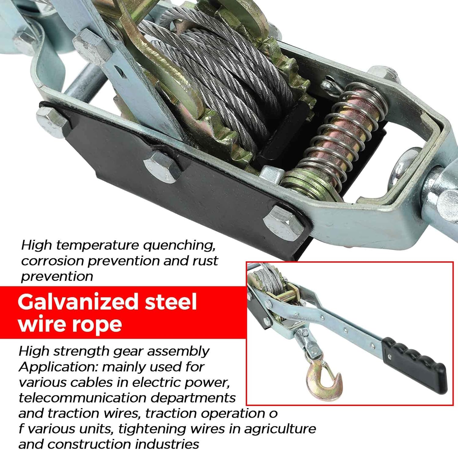 4 Ton Heavy Duty Steel Cable Ratchet Come Along Puller Tool, Pack of 2 K897
