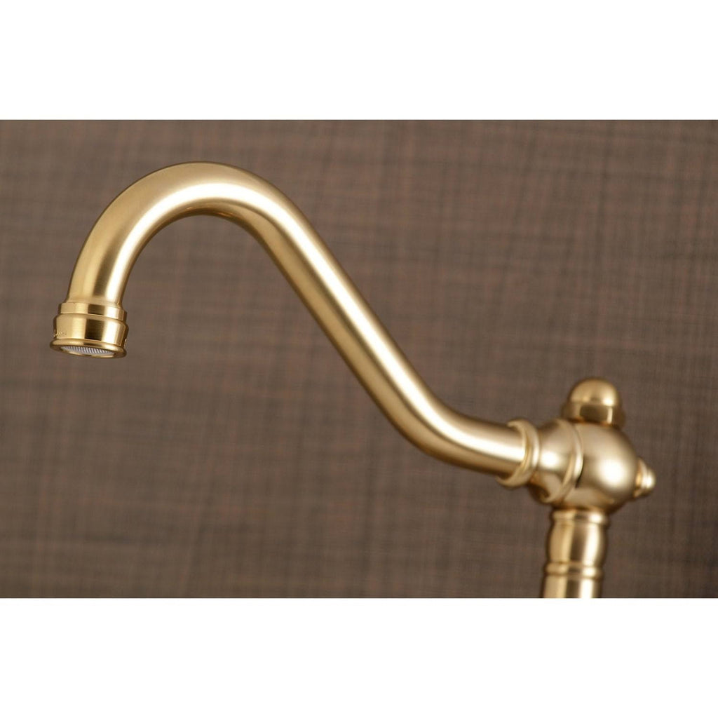 Brushed Brass Adjustable Wall Mount Kitchen Faucet Q7620