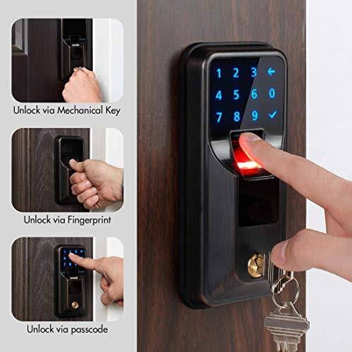 Satin Nickel Finish Electronic Fingerprint Deadbolt with Keypad X1203