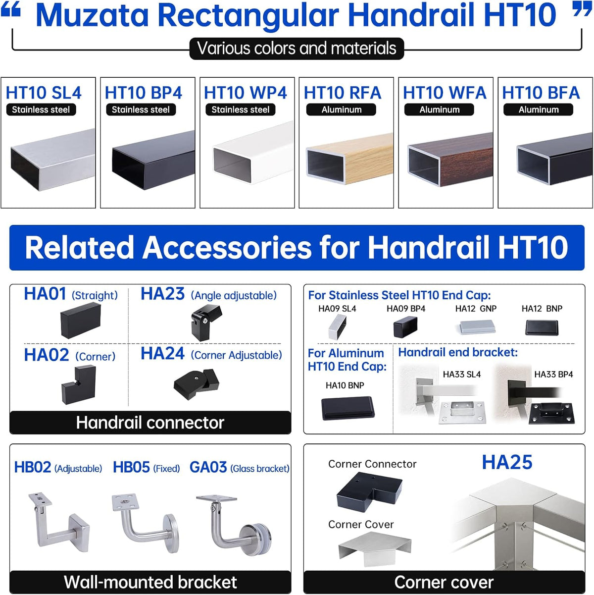 2pack Adjustable Angled Stairs Handrail Connector POM Black H89292