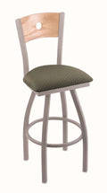 Counter Stool with Anodized Nickel Finish, Natural Oak Back, 360 Swivel M339922