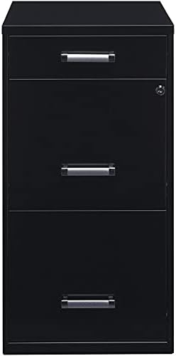 Black 18in Deep 3 Metal Organizer Pencil Drawer Vertical File Cabinet D937