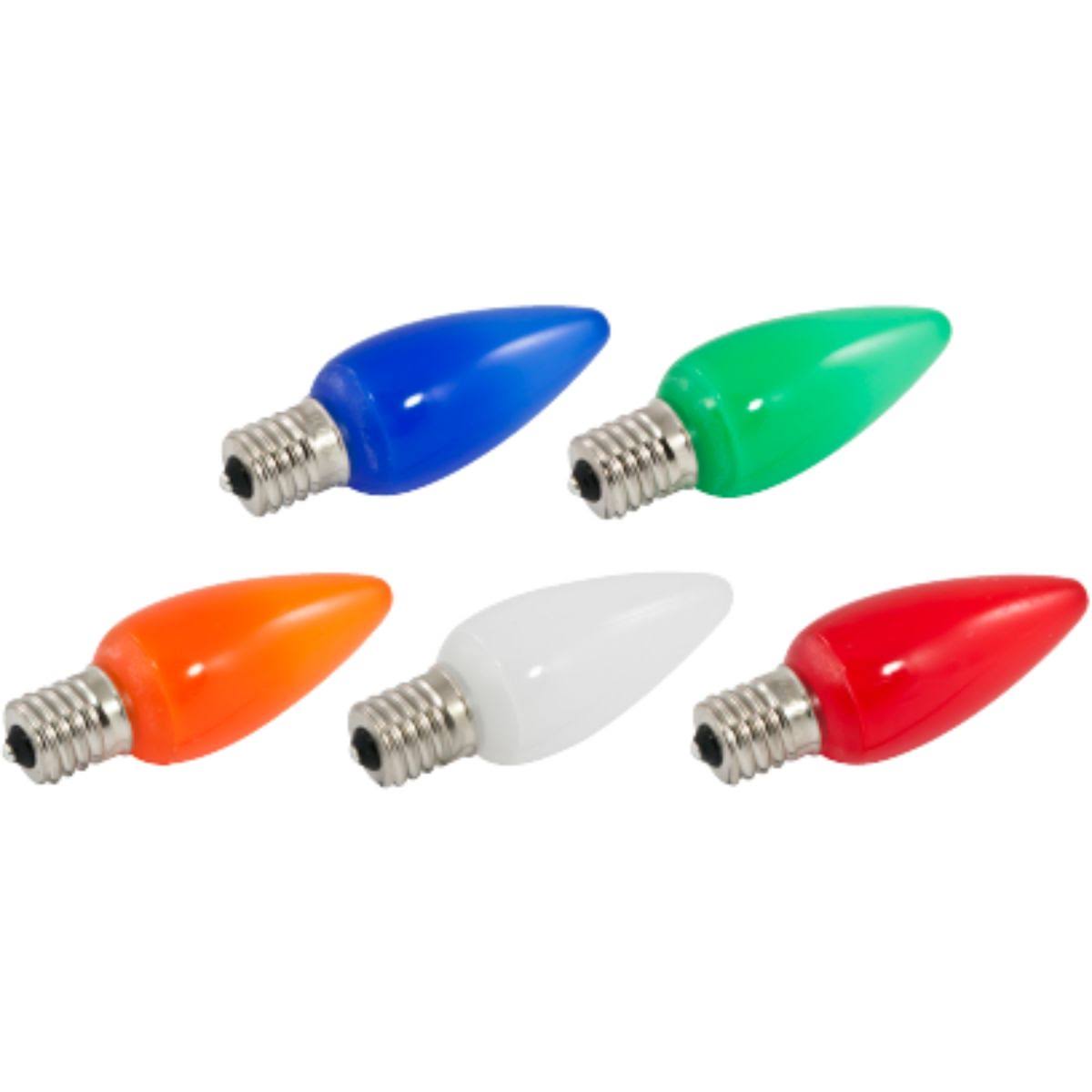25 Pc Assorted Colors Dimmable LED C9 Bulb J531