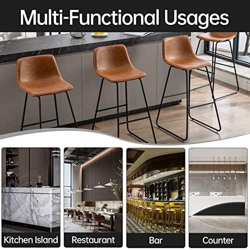 Faux Leather Dining Chairs Set of 2 Barstools with Backs F45241