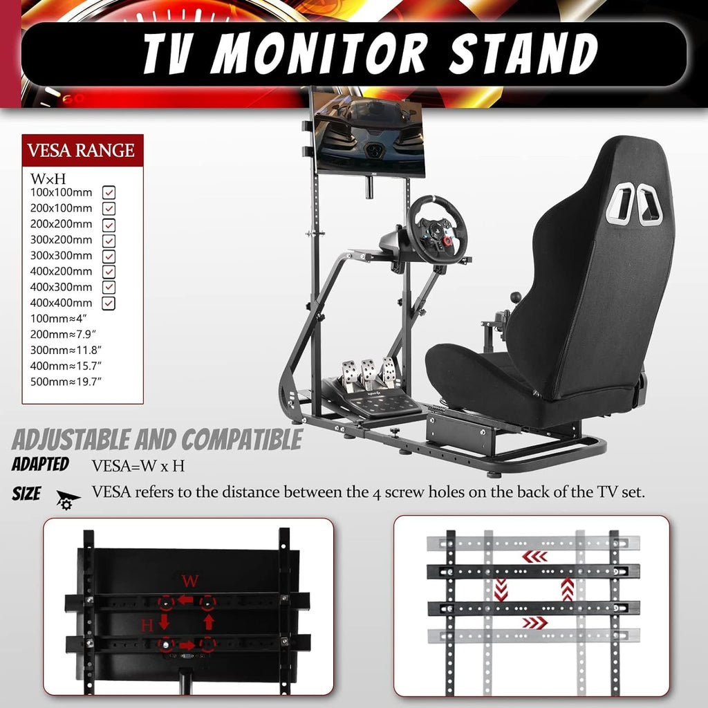 Racing Sim Cockpit with TV Mount Racing Seat A860812