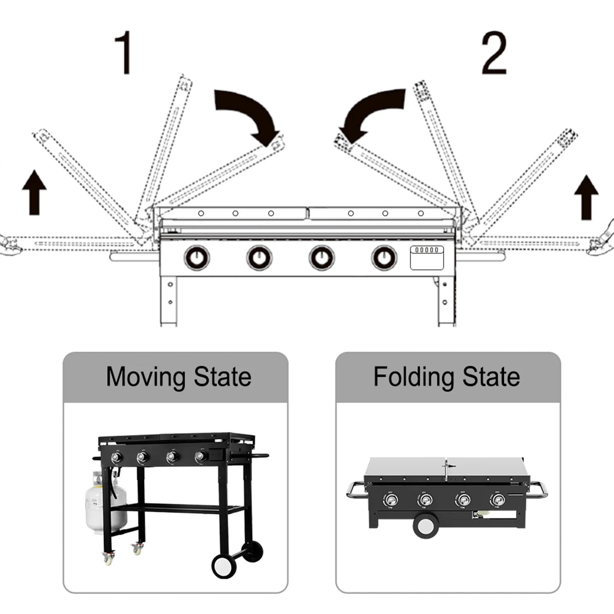 4 Burner Foldable Outdoor Propane Gas Grill L20784