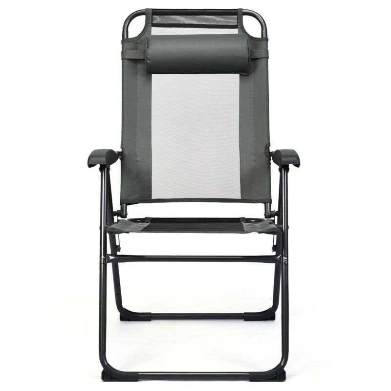 Gray Patio Adjustable Folding Recliner Chairs Z796