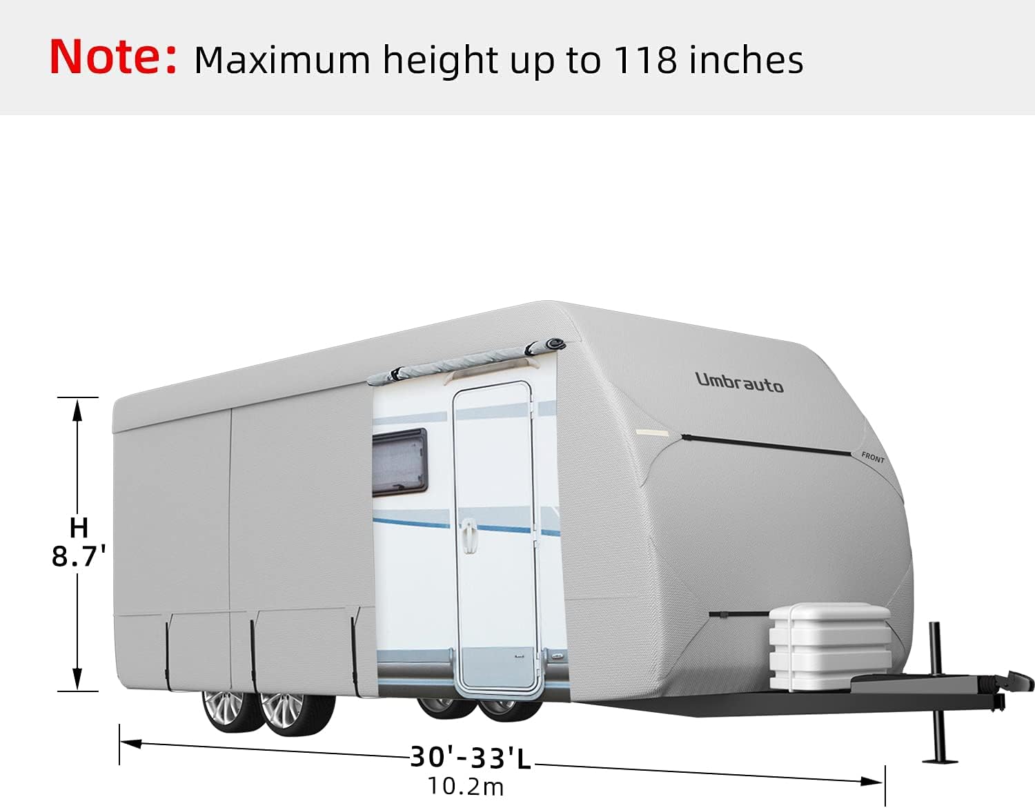 Gray/White Waterproof Travel Trailer RV Cover G5417