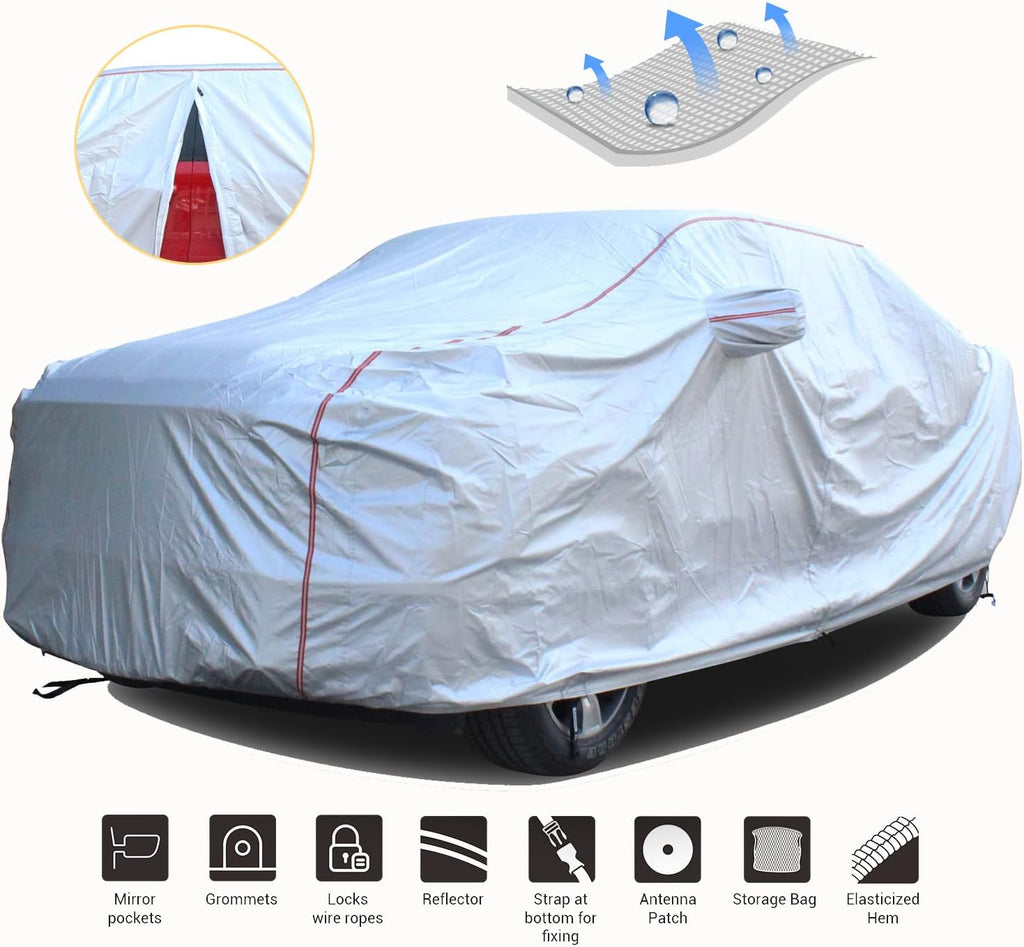 Hard Shell Car Cover Waterproof UV-Proof Windproof Fit 150-178 Inches Length Coupe Convertible Sport Car J913341