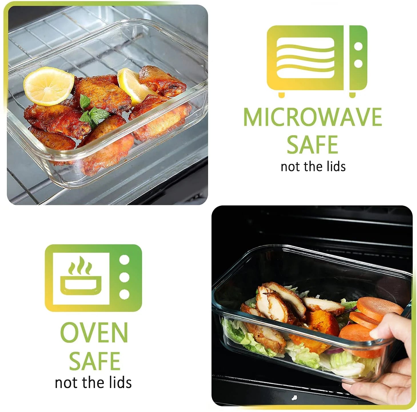 10-Pack 22 Oz Glass Food Storage Containers with Lids H39805