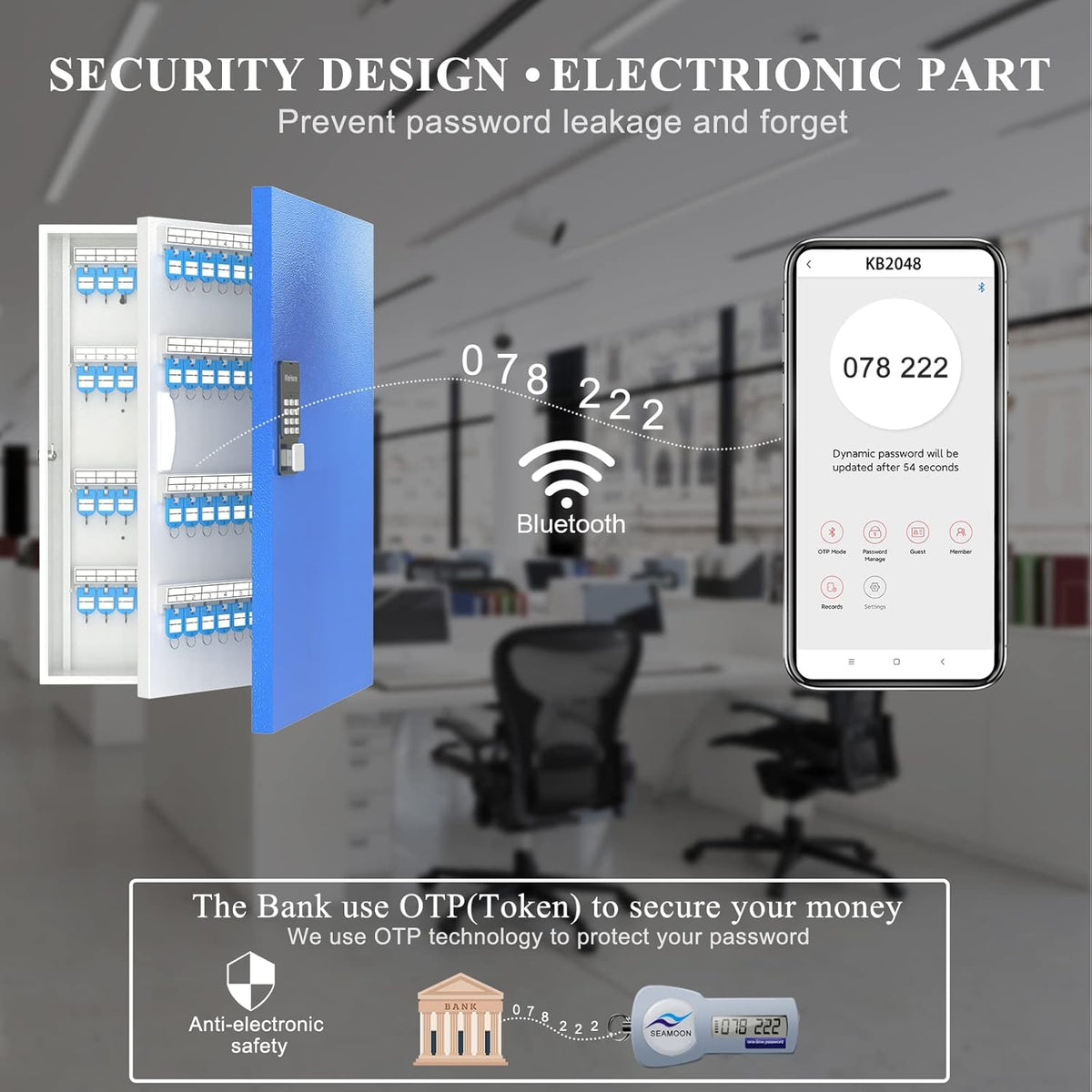 Smart Lock Key Box Wall Mount Metal Key Cabinet K593