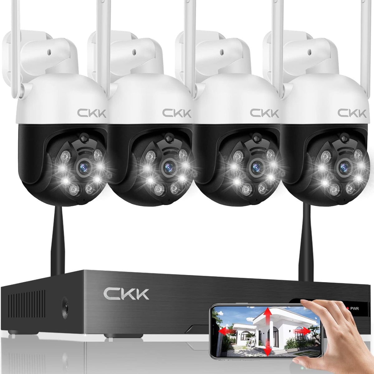 8CH NVR System with 1TB Hard Drive, 4Pcs 3MP WiFi Security Cameras J484