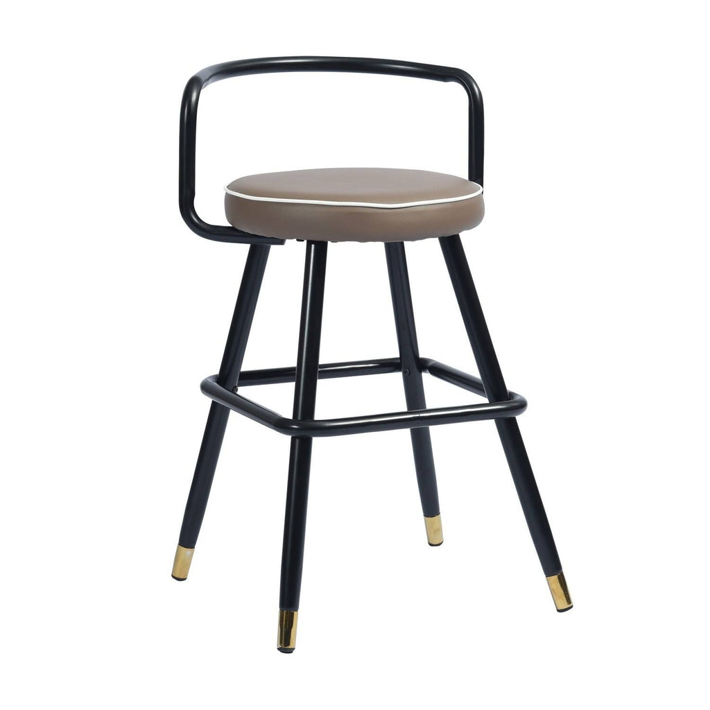 Brown Faux Leather Counter Barstool Set of 2 L8985