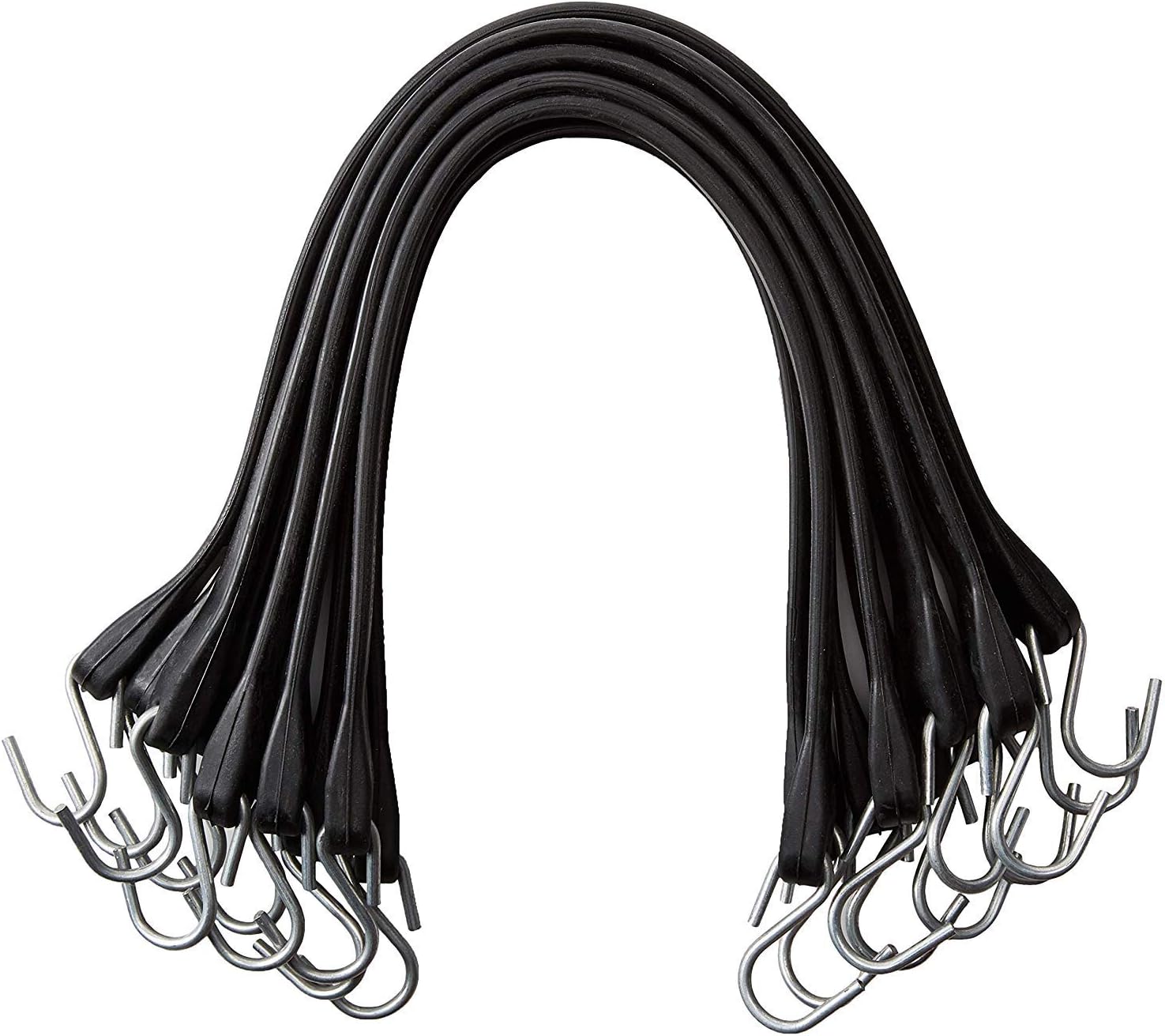 Pack of 25 Bungee Cords with Hooks Rubber Tarp Straps with Crimped Metal S Hooks Heavy Duty Bungie Cord Tie Downs J8775