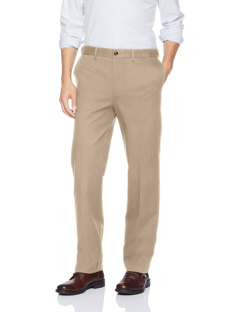 Mid Khaki Flat Front Stretch Chino C245