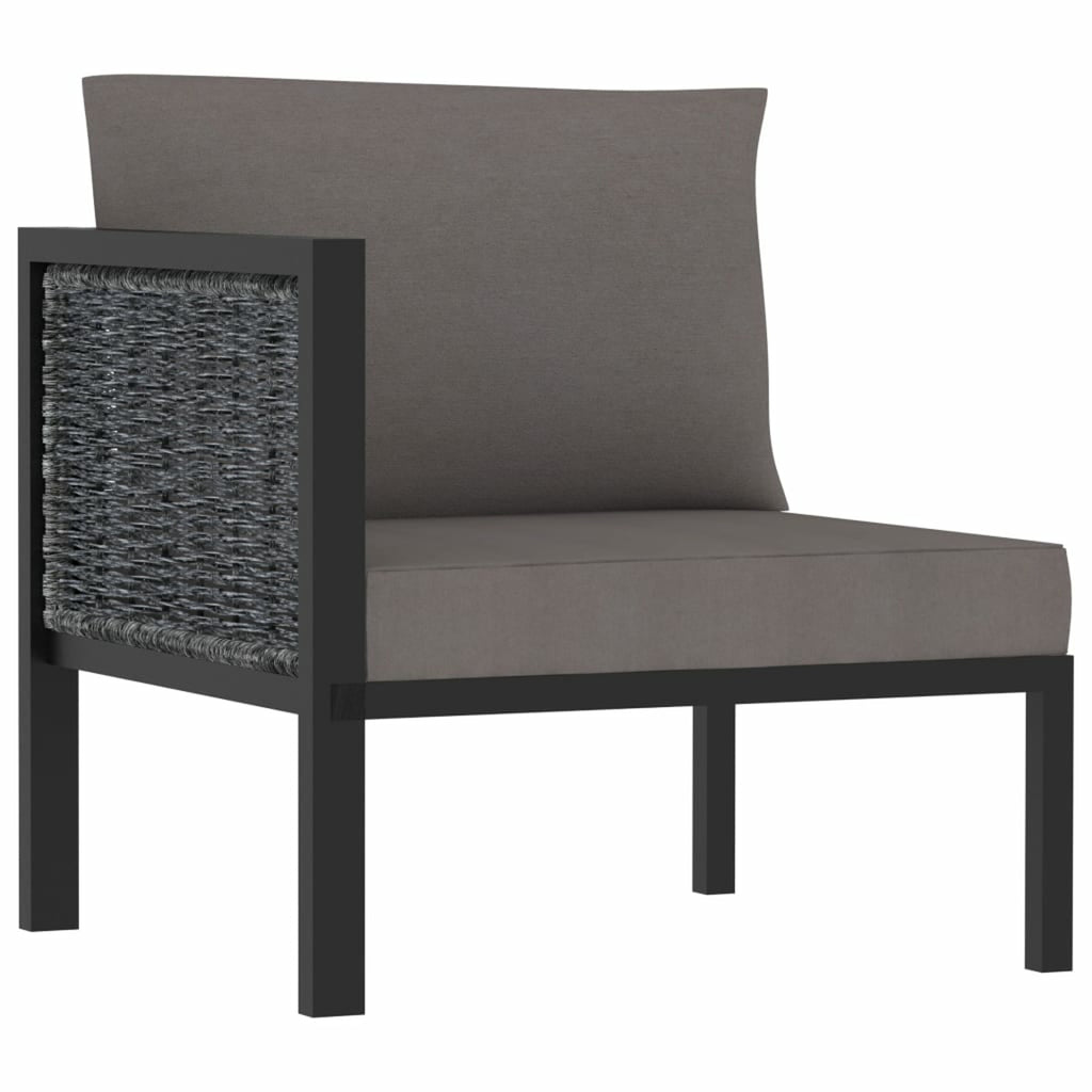 Sectional Corner Sofa with Right Armrest Poly Rattan Anthracite Patio Lounge Sofa O889