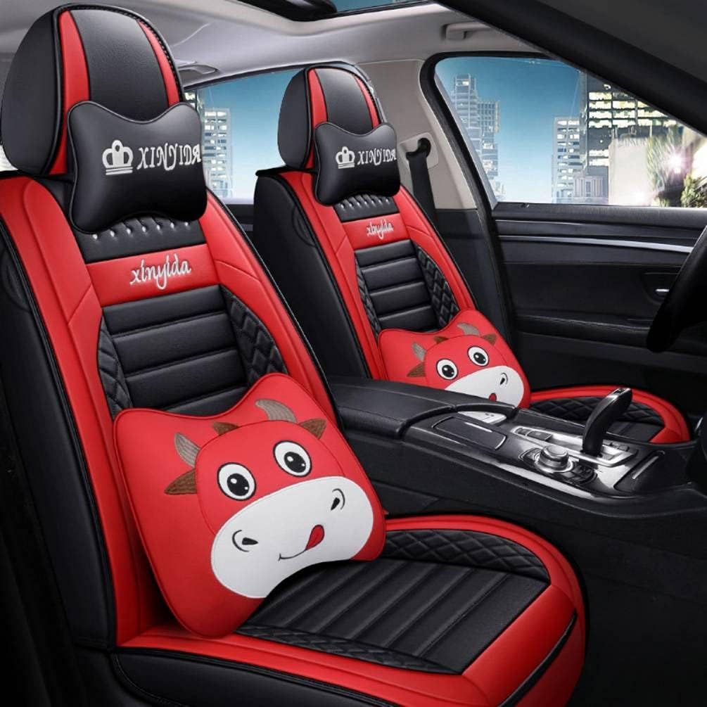 Black Pink PU Leather Car Seat Covers Full Set C835524