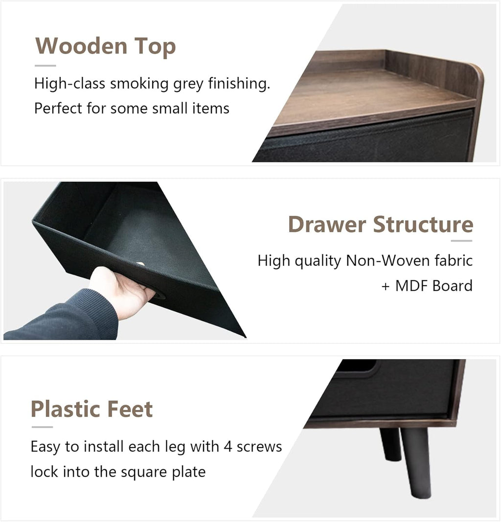 5 Drawers Wood Frame Storage Dresser with Removable Fabric Drawers R35157