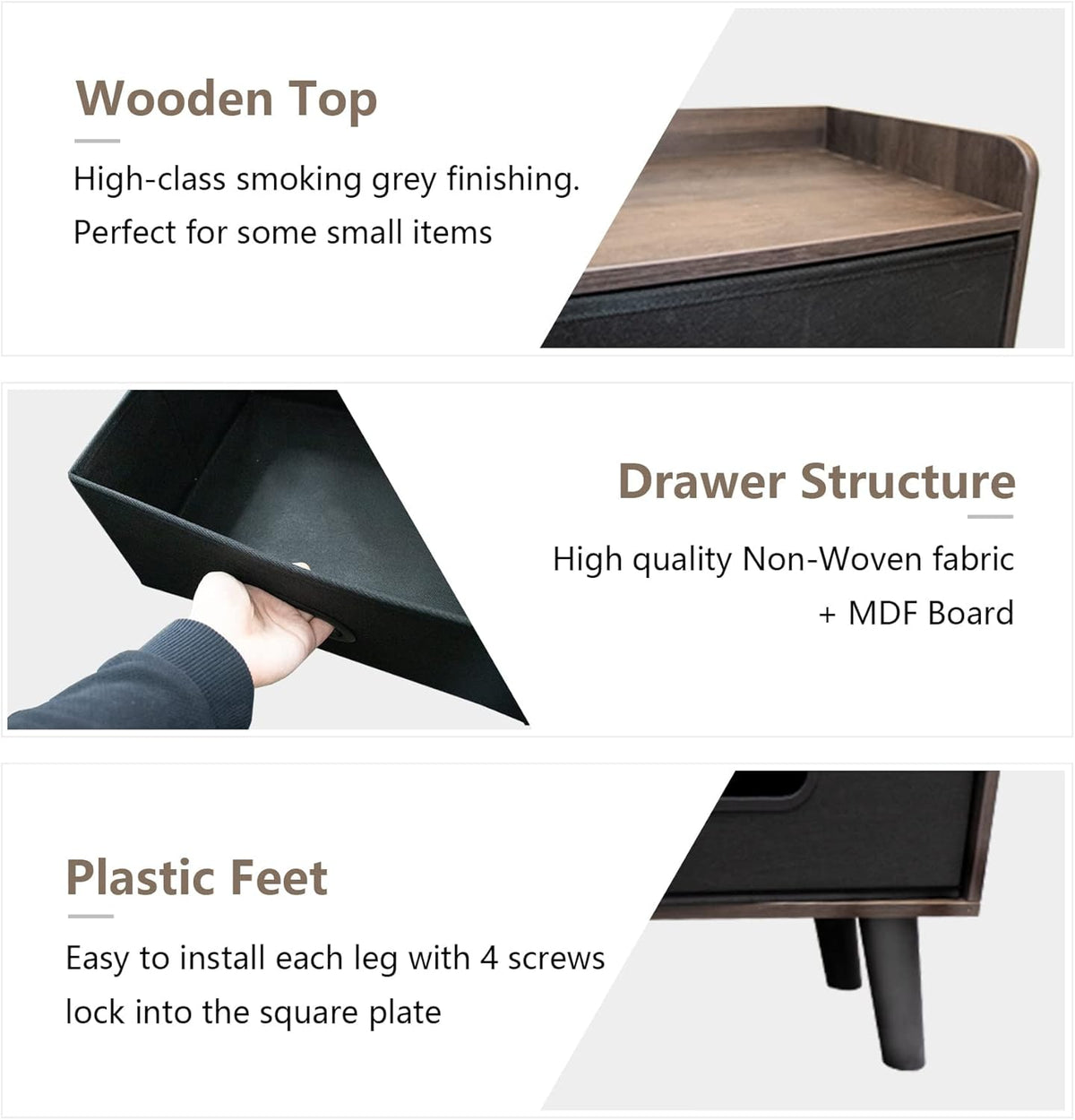 5 Drawers Wood Frame Storage Dresser with Removable Fabric Drawers R35157