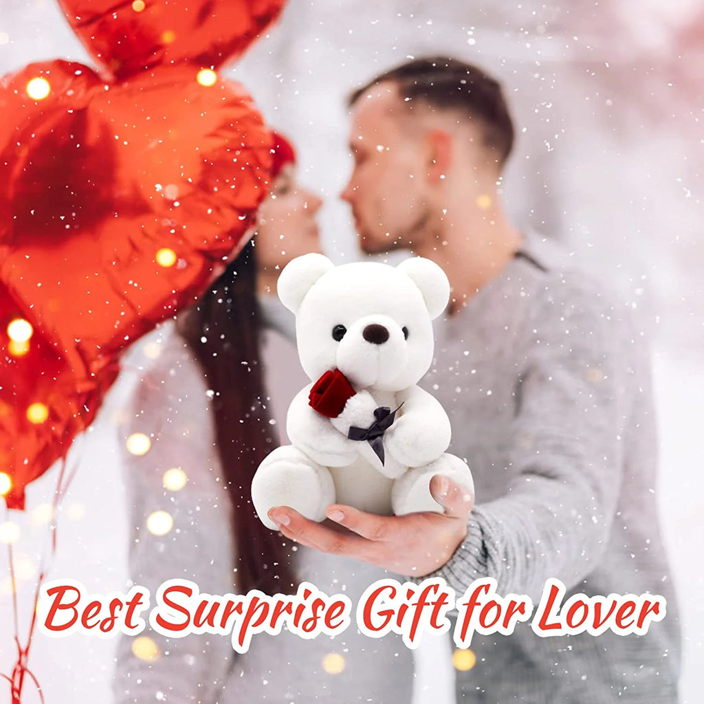 10 Inch Teddy Bear Plush Stuffed Animal with Rose H4877