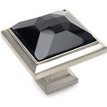 Satin Nickel Cabinet Hardware Square Knob with Black Glass - 10 Pack R7482